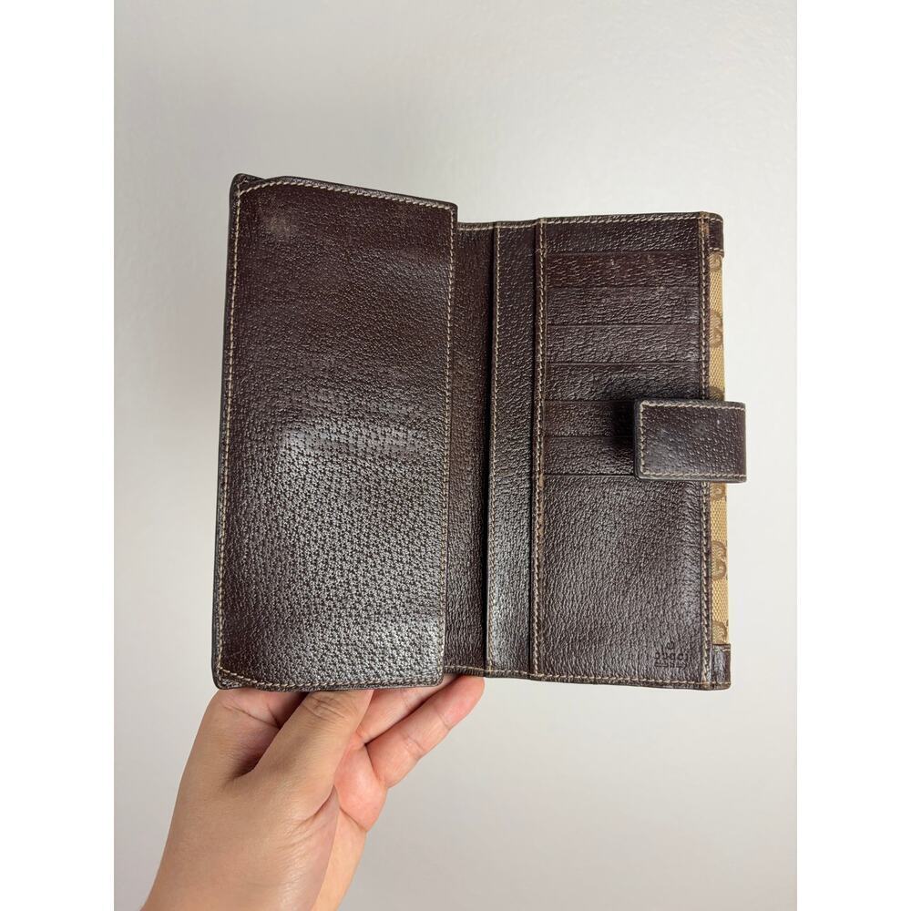 B82 Gucci GG Canvas Bifold Long Wallet‎ Monogram Authentic Maximalist Logo - Picture 7 of 14